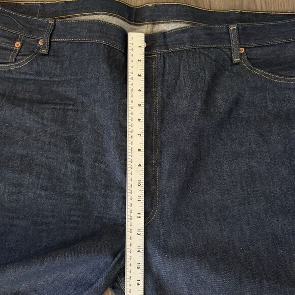 Levis 501 Original Fit Jeans Mens Size 52x32 Dark Wash Denim Blue Button Fly - Picture 4 of 16